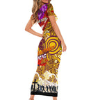 Personalised Broncos ANZAC Day Short Sleeve Bodycon Dress Aboriginal Rising Sun
