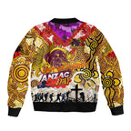 Personalised Broncos ANZAC Day Sleeve Zip Bomber Jacket Aboriginal Rising Sun
