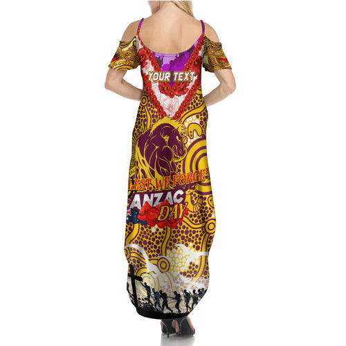 Personalised Broncos ANZAC Day Summer Maxi Dress Aboriginal Rising Sun