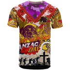 Personalised Broncos ANZAC Day T Shirt Aboriginal Rising Sun