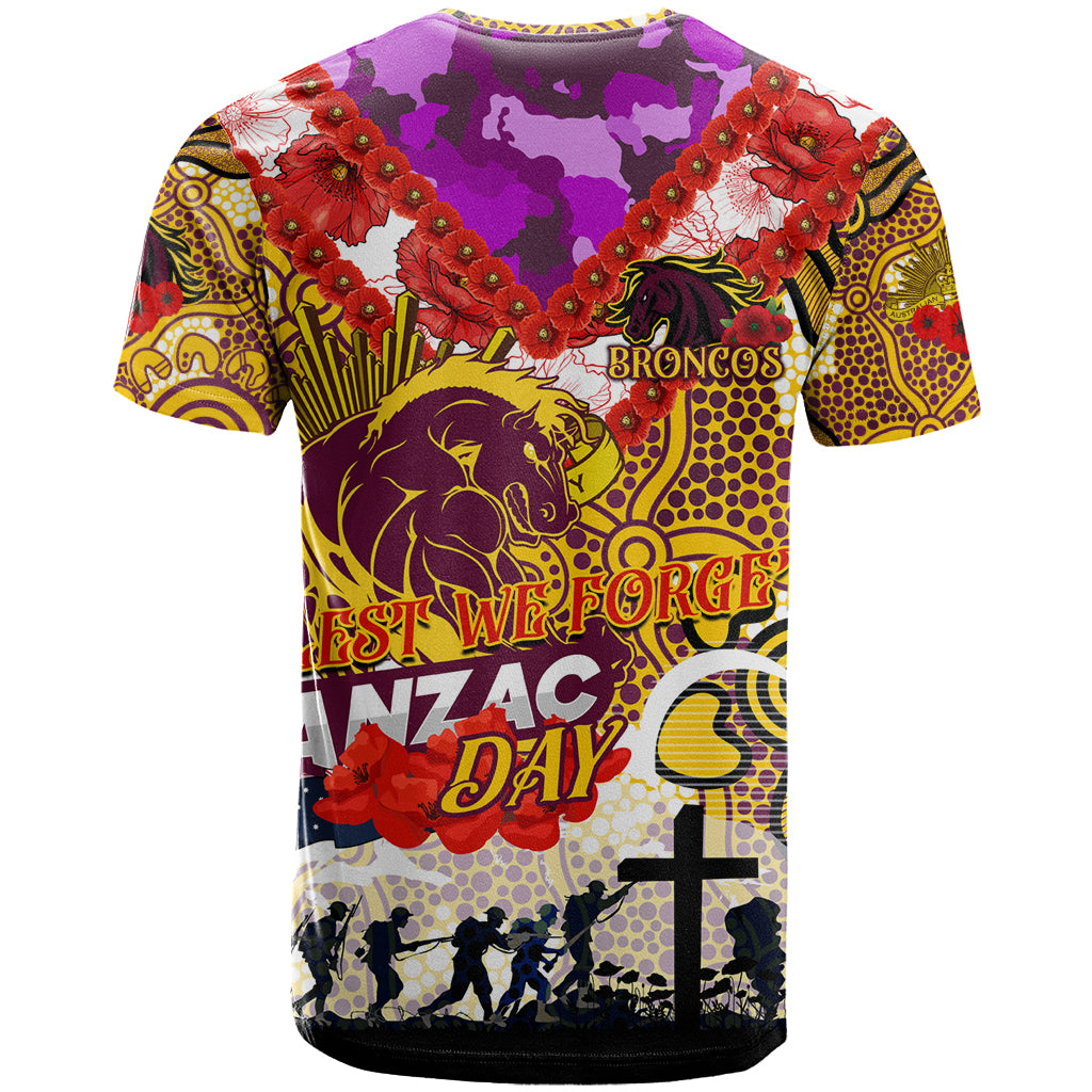 Personalised Broncos ANZAC Day T Shirt Aboriginal Rising Sun
