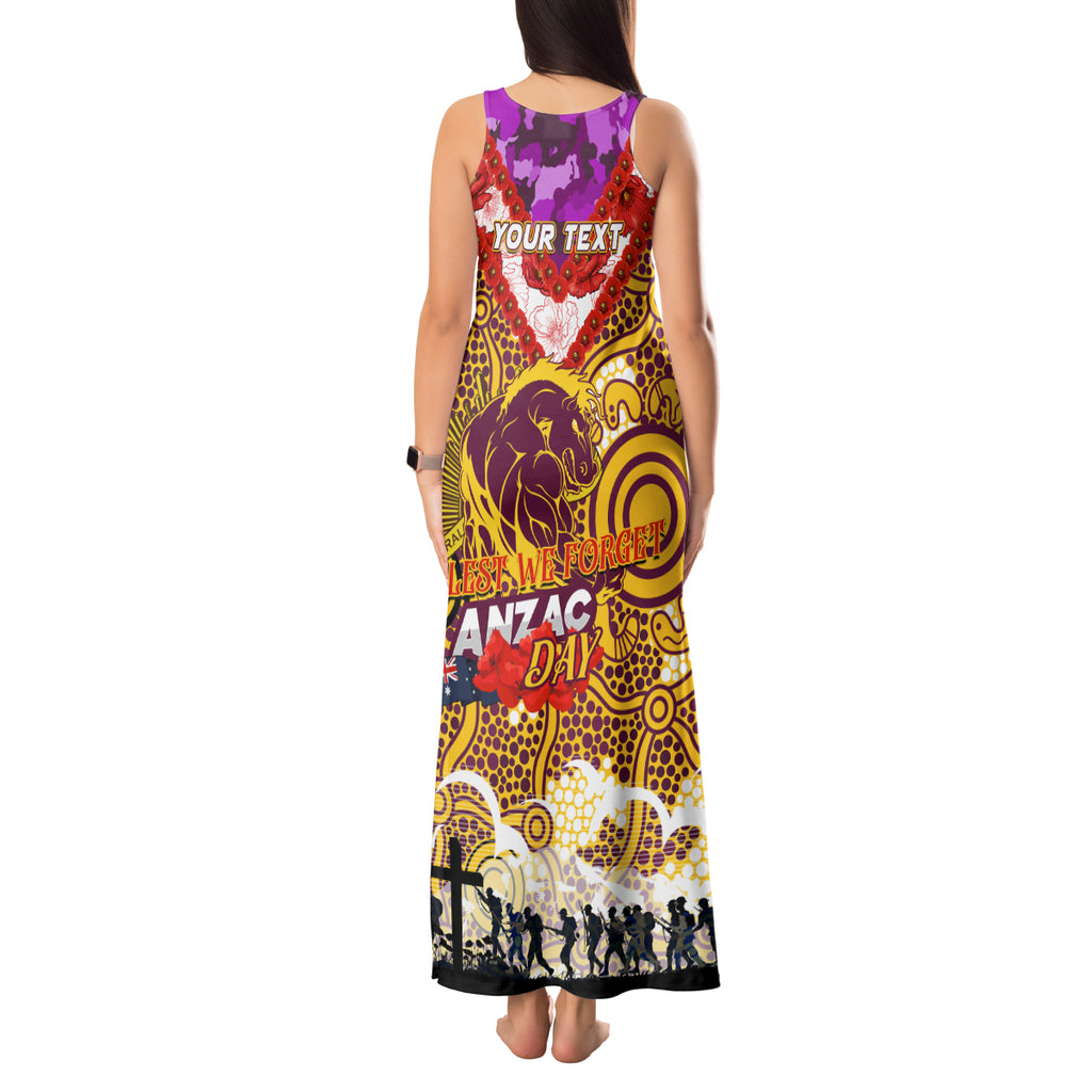 Personalised Broncos ANZAC Day Tank Maxi Dress Aboriginal Rising Sun