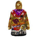 Personalised Broncos ANZAC Day Wearable Blanket Hoodie Aboriginal Rising Sun