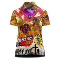 Personalised Broncos ANZAC Day Women Polo Shirt Aboriginal Rising Sun