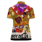 Personalised Broncos ANZAC Day Women Polo Shirt Aboriginal Rising Sun