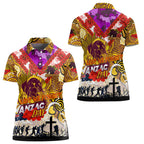 Personalised Broncos ANZAC Day Women Polo Shirt Aboriginal Rising Sun