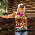 Personalised Broncos ANZAC Day Women Polo Shirt Aboriginal Rising Sun