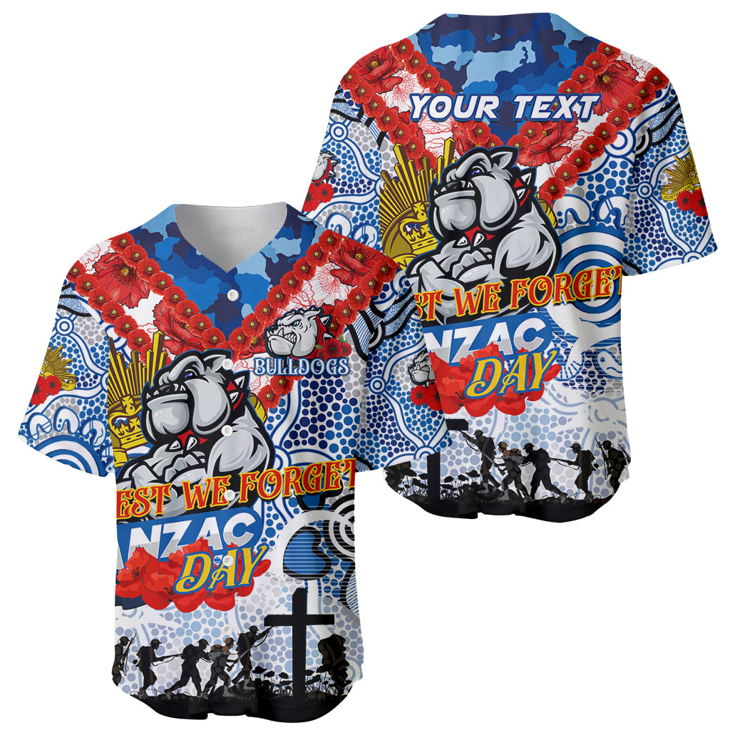 Personalised Bulldogs ANZAC Day Baseball Jersey Aboriginal Rising Sun