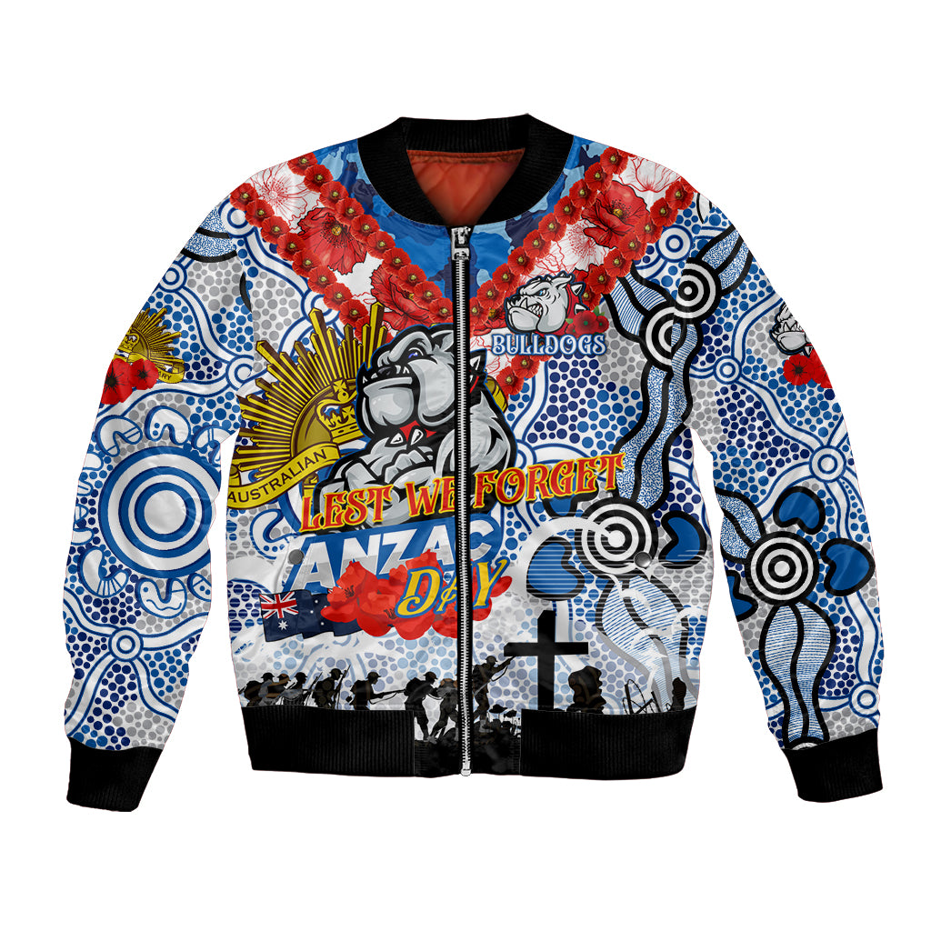 Personalised Bulldogs ANZAC Day Bomber Jacket Aboriginal Rising Sun