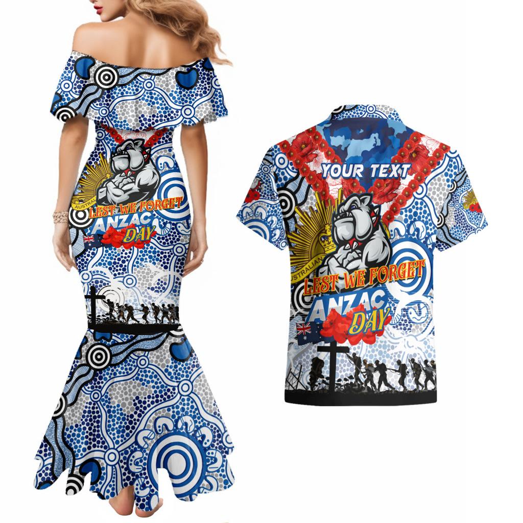 Personalised Bulldogs ANZAC Day Couples Matching Mermaid Dress and Hawaiian Shirt Aboriginal Rising Sun