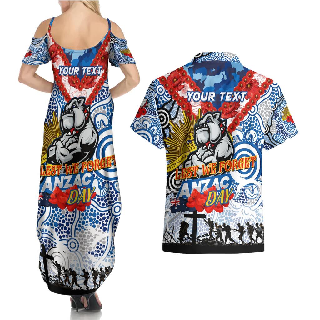 Personalised Bulldogs ANZAC Day Couples Matching Summer Maxi Dress and Hawaiian Shirt Aboriginal Rising Sun