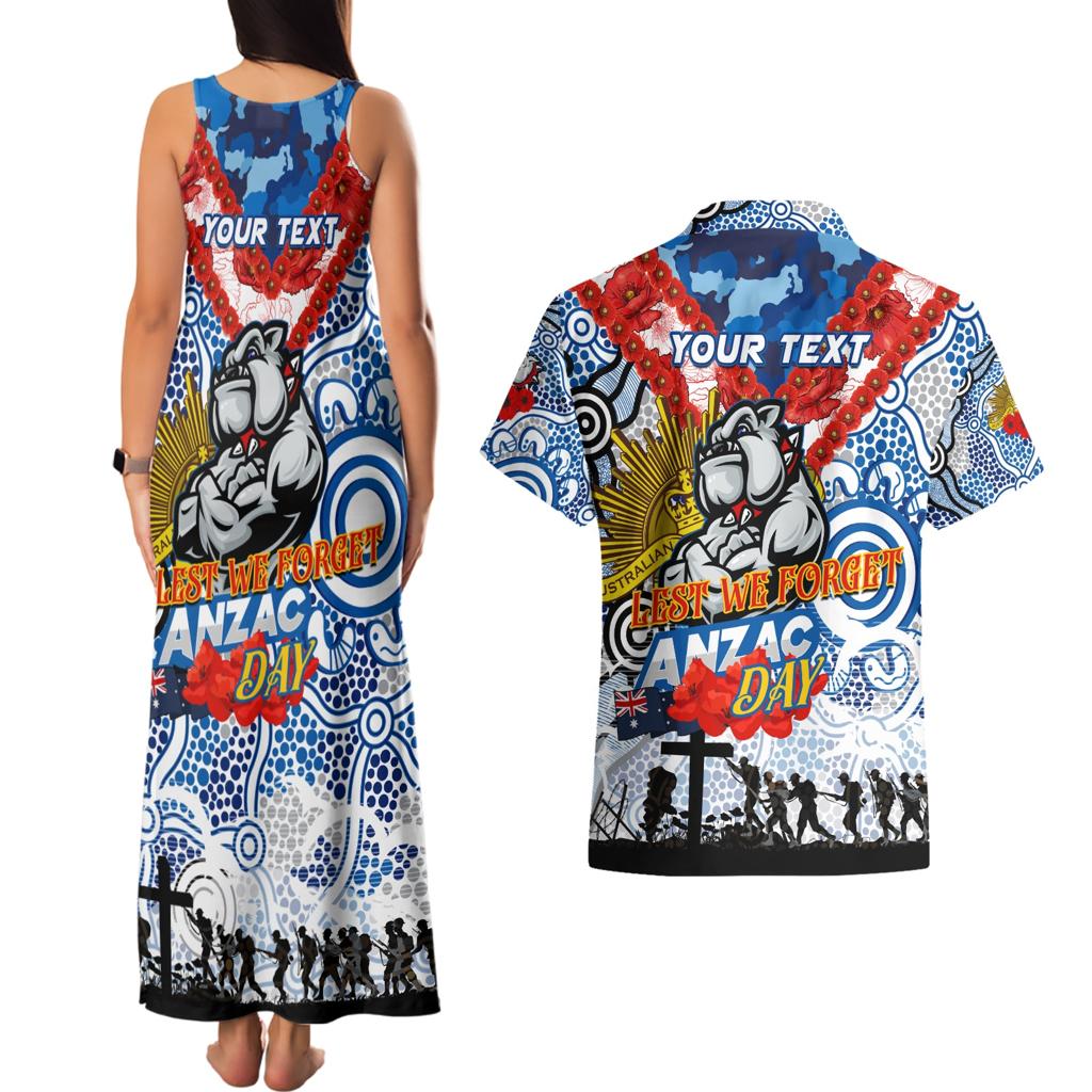 Personalised Bulldogs ANZAC Day Couples Matching Tank Maxi Dress and Hawaiian Shirt Aboriginal Rising Sun
