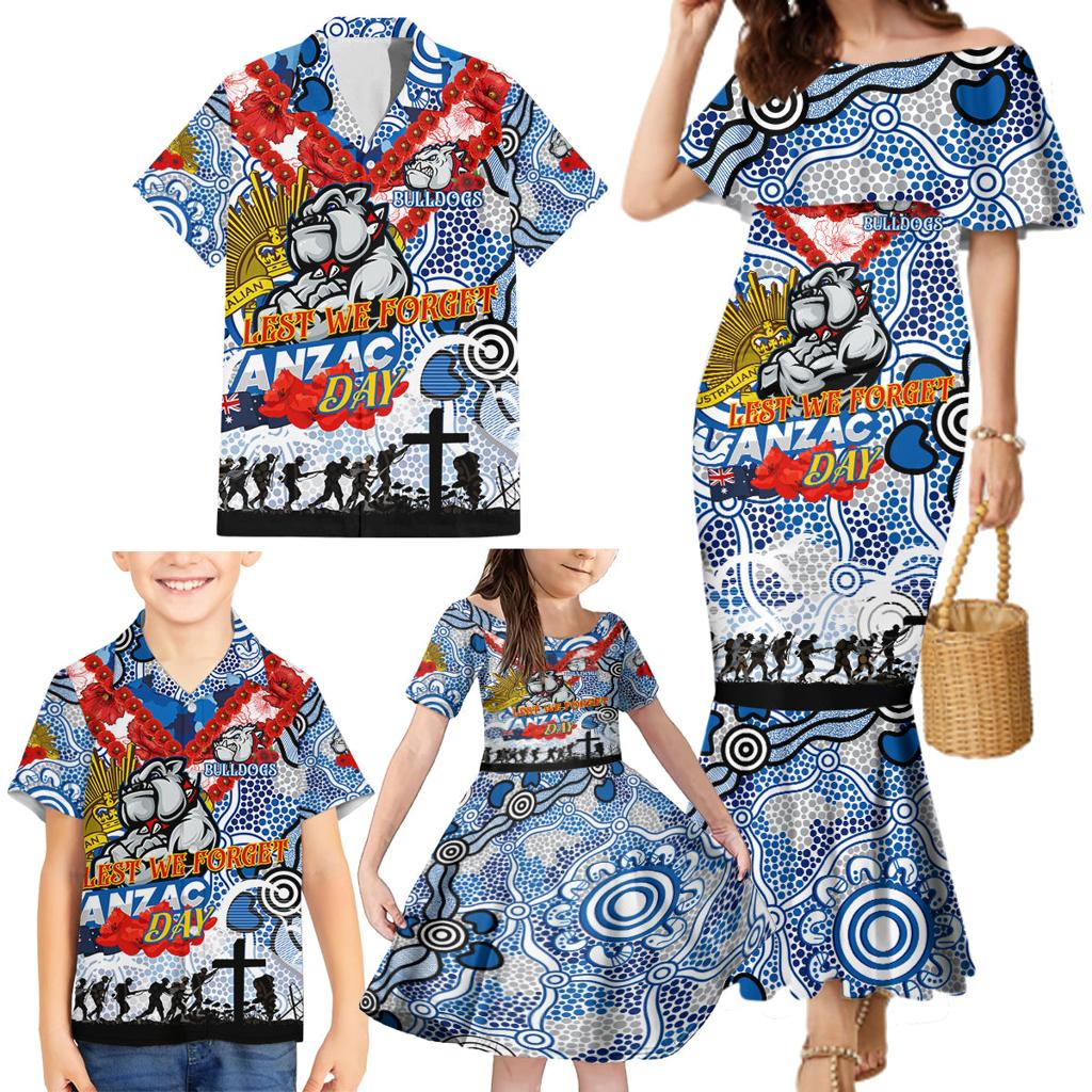 Personalised Bulldogs ANZAC Day Family Matching Mermaid Dress and Hawaiian Shirt Aboriginal Rising Sun