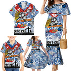 Personalised Bulldogs ANZAC Day Family Matching Mermaid Dress and Hawaiian Shirt Aboriginal Rising Sun