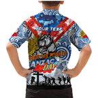 Personalised Bulldogs ANZAC Day Family Matching Mermaid Dress and Hawaiian Shirt Aboriginal Rising Sun