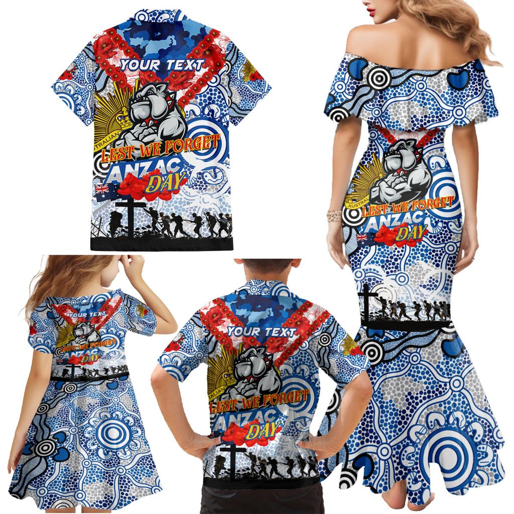 Personalised Bulldogs ANZAC Day Family Matching Mermaid Dress and Hawaiian Shirt Aboriginal Rising Sun