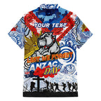 Personalised Bulldogs ANZAC Day Family Matching Off The Shoulder Long Sleeve Dress and Hawaiian Shirt Aboriginal Rising Sun