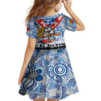 Personalised Bulldogs ANZAC Day Family Matching Off Shoulder Maxi Dress and Hawaiian Shirt Aboriginal Rising Sun