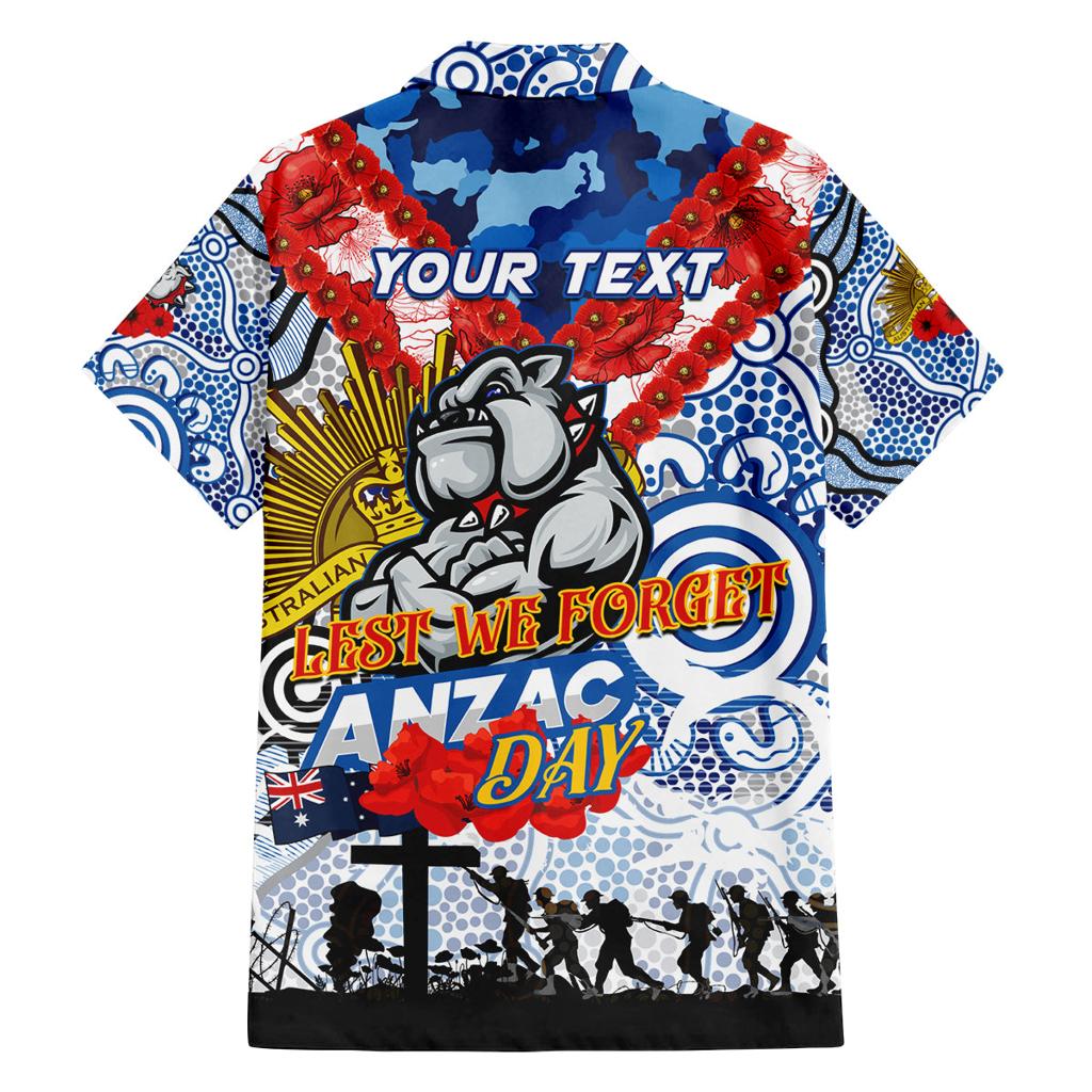 Personalised Bulldogs ANZAC Day Family Matching Off Shoulder Maxi Dress and Hawaiian Shirt Aboriginal Rising Sun