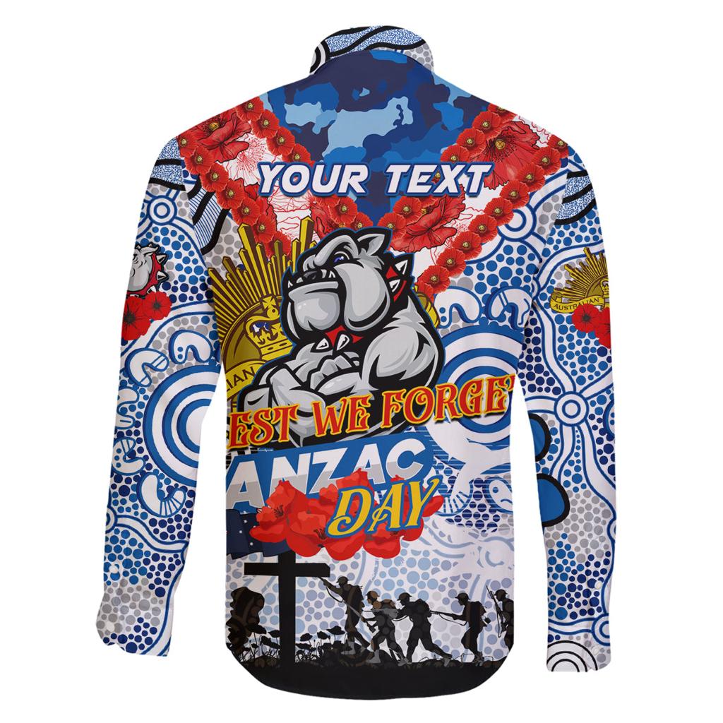 Personalised Bulldogs ANZAC Day Family Matching Off Shoulder Maxi Dress and Hawaiian Shirt Aboriginal Rising Sun