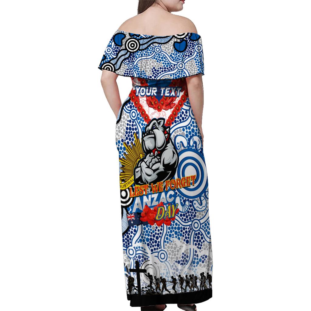 Personalised Bulldogs ANZAC Day Family Matching Off Shoulder Maxi Dress and Hawaiian Shirt Aboriginal Rising Sun