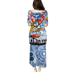 Personalised Bulldogs ANZAC Day Family Matching Puletasi and Hawaiian Shirt Aboriginal Rising Sun