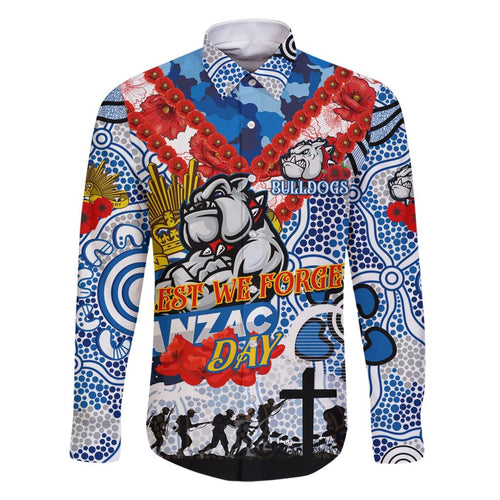 Personalised Bulldogs ANZAC Day Family Matching Short Sleeve Bodycon Dress and Hawaiian Shirt Aboriginal Rising Sun