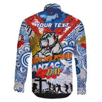 Personalised Bulldogs ANZAC Day Family Matching Short Sleeve Bodycon Dress and Hawaiian Shirt Aboriginal Rising Sun