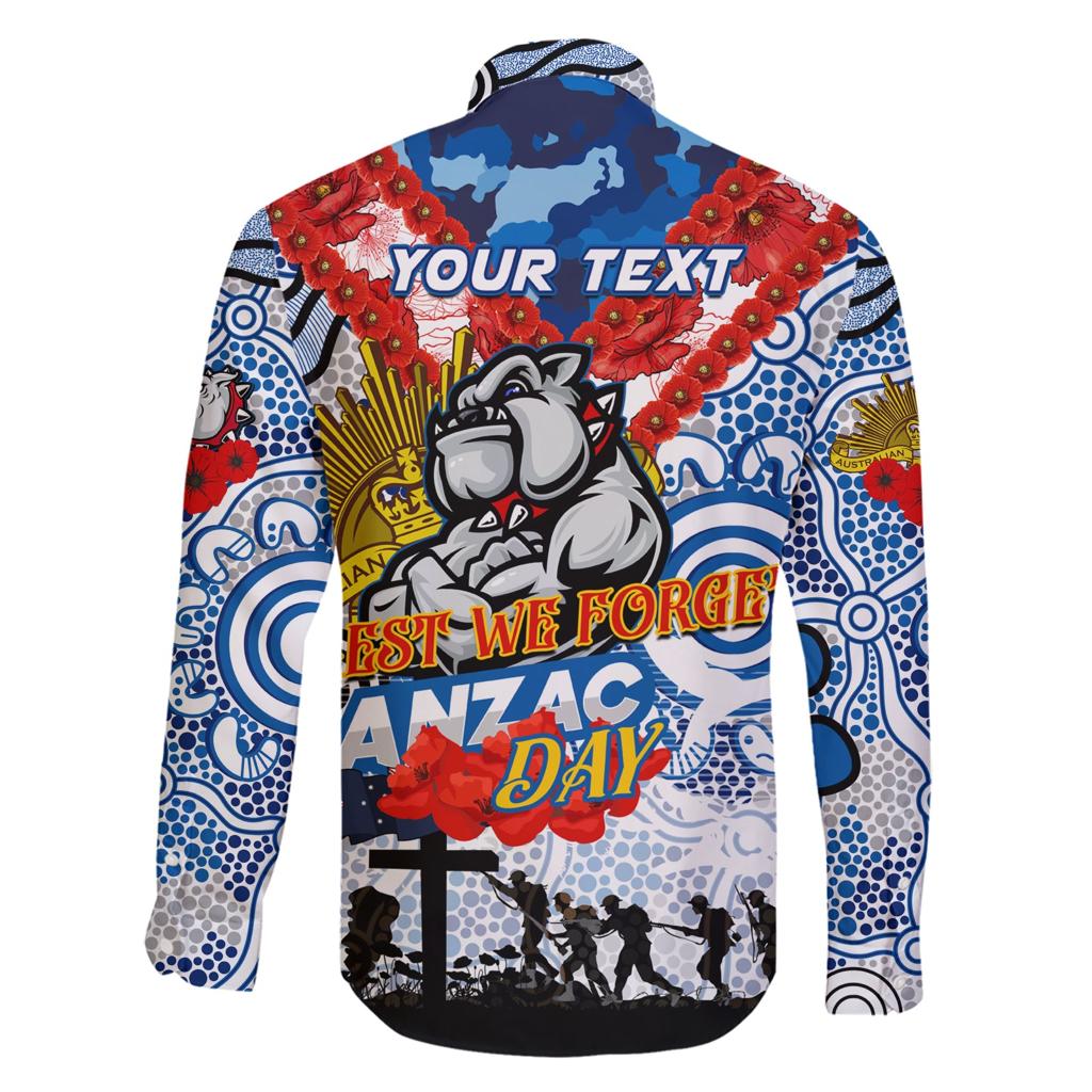 Personalised Bulldogs ANZAC Day Family Matching Short Sleeve Bodycon Dress and Hawaiian Shirt Aboriginal Rising Sun