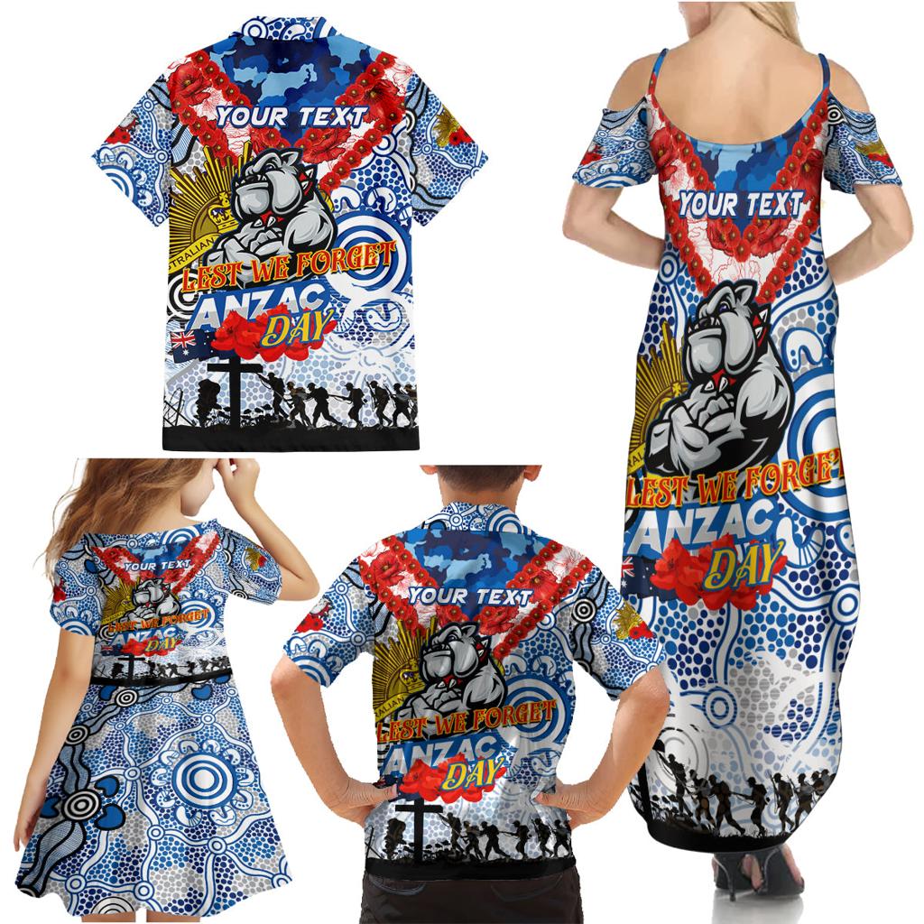 Personalised Bulldogs ANZAC Day Family Matching Summer Maxi Dress and Hawaiian Shirt Aboriginal Rising Sun