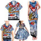 Personalised Bulldogs ANZAC Day Family Matching Tank Maxi Dress and Hawaiian Shirt Aboriginal Rising Sun