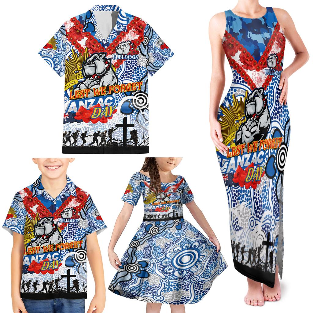 Personalised Bulldogs ANZAC Day Family Matching Tank Maxi Dress and Hawaiian Shirt Aboriginal Rising Sun