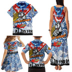 Personalised Bulldogs ANZAC Day Family Matching Tank Maxi Dress and Hawaiian Shirt Aboriginal Rising Sun