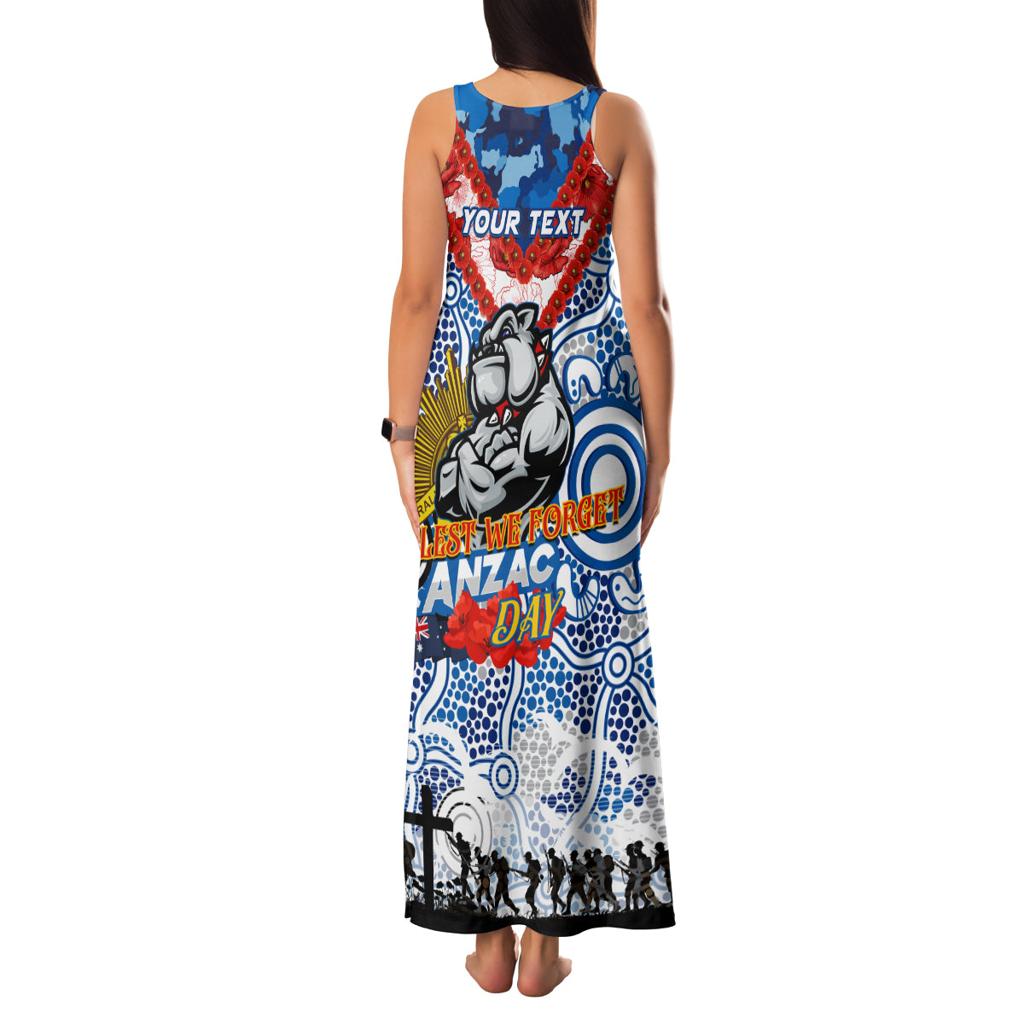 Personalised Bulldogs ANZAC Day Family Matching Tank Maxi Dress and Hawaiian Shirt Aboriginal Rising Sun