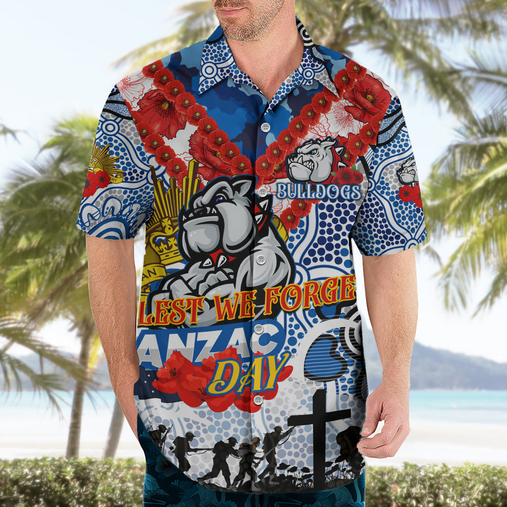 Personalised Bulldogs ANZAC Day Hawaiian Shirt Aboriginal Rising Sun