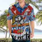 Personalised Bulldogs ANZAC Day Hawaiian Shirt Aboriginal Rising Sun