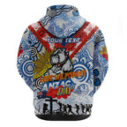 Personalised Bulldogs ANZAC Day Hoodie Aboriginal Rising Sun