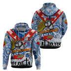 Personalised Bulldogs ANZAC Day Hoodie Aboriginal Rising Sun