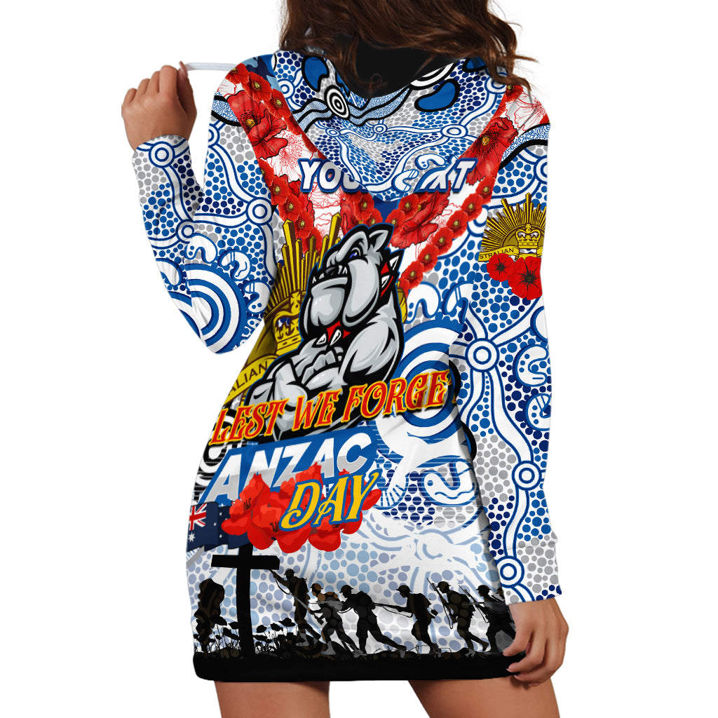 Personalised Bulldogs ANZAC Day Hoodie Dress Aboriginal Rising Sun