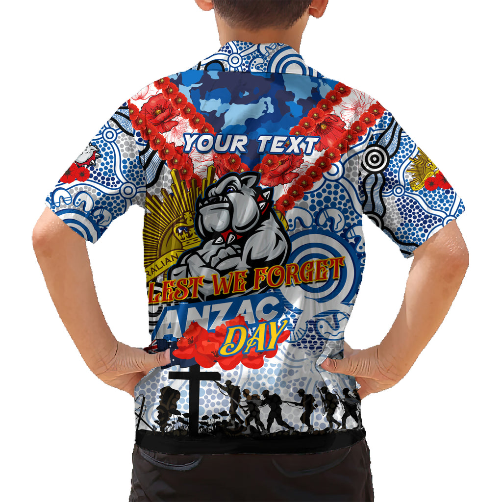 Personalised Bulldogs ANZAC Day Kid Hawaiian Shirt Aboriginal Rising Sun
