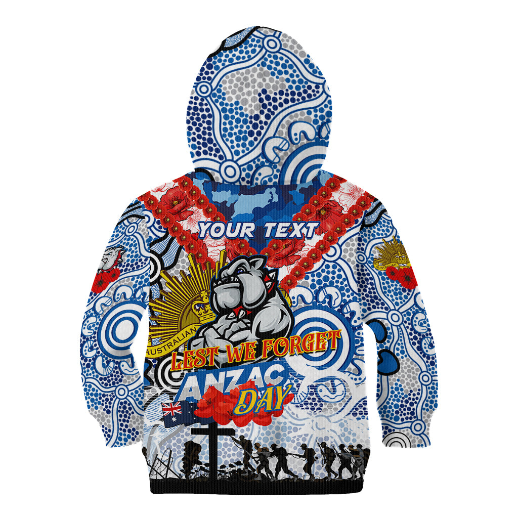 Personalised Bulldogs ANZAC Day Kid Hoodie Aboriginal Rising Sun