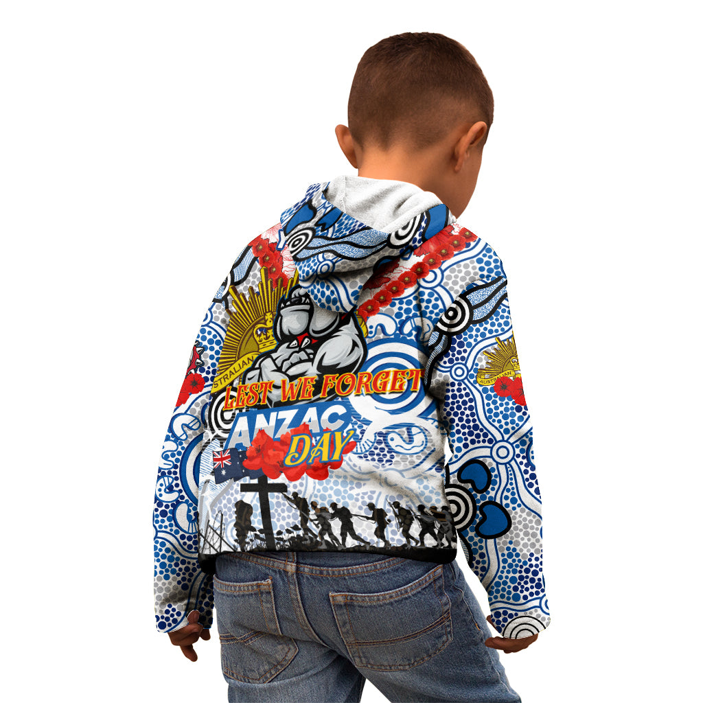 Personalised Bulldogs ANZAC Day Kid Hoodie Aboriginal Rising Sun