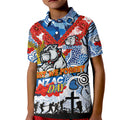 Personalised Bulldogs ANZAC Day Kid Polo Shirt Aboriginal Rising Sun