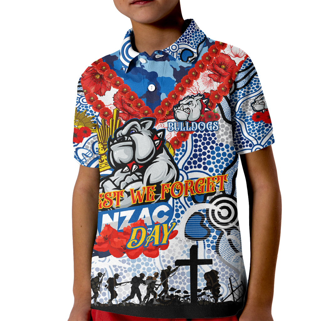 Personalised Bulldogs ANZAC Day Kid Polo Shirt Aboriginal Rising Sun