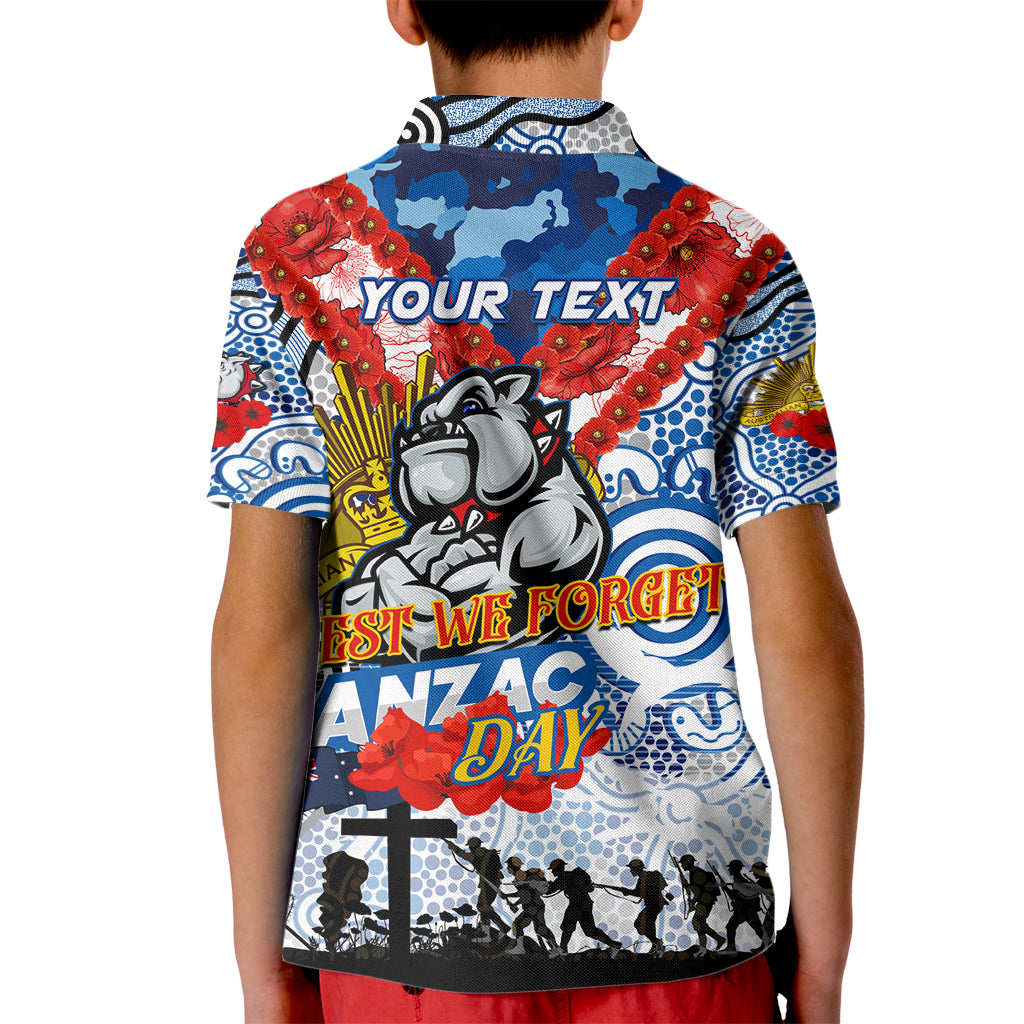 Personalised Bulldogs ANZAC Day Kid Polo Shirt Aboriginal Rising Sun