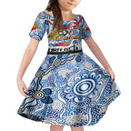 Personalised Bulldogs ANZAC Day Kid Short Sleeve Dress Aboriginal Rising Sun