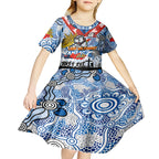 Personalised Bulldogs ANZAC Day Kid Short Sleeve Dress Aboriginal Rising Sun