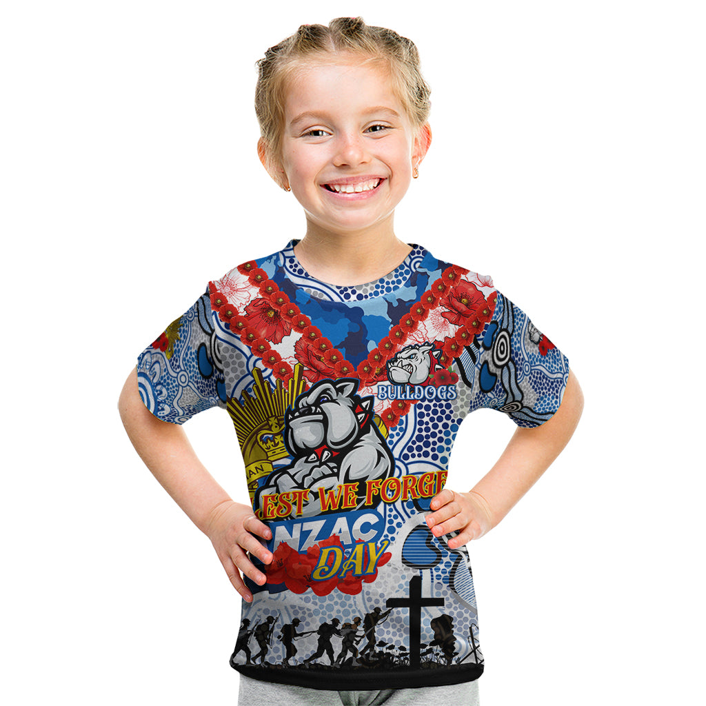 Personalised Bulldogs ANZAC Day Kid T Shirt Aboriginal Rising Sun