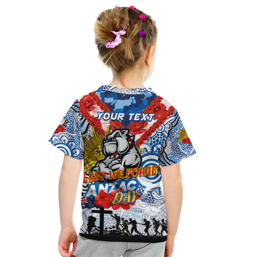 Personalised Bulldogs ANZAC Day Kid T Shirt Aboriginal Rising Sun