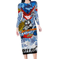Personalised Bulldogs ANZAC Day Long Sleeve Bodycon Dress Aboriginal Rising Sun